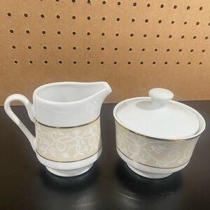 JC Penny Home Collections sugar bowl and Creamer Montalira Swirl Pattern
